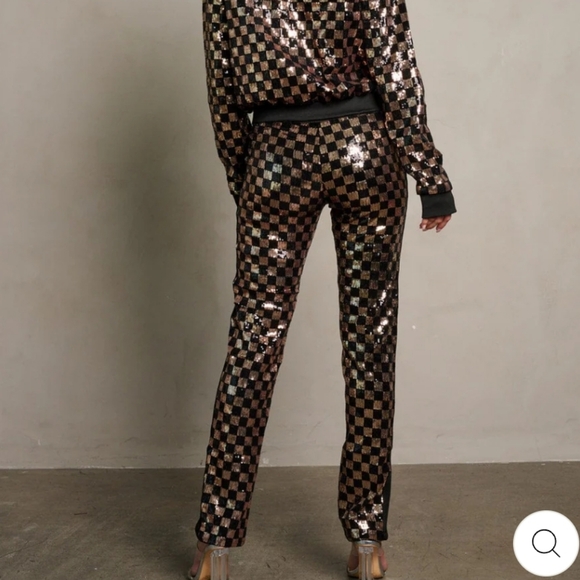 #20 Sequin Plaid Zip-Up Jacket Pant Set Last One! - Picture 6 of 6